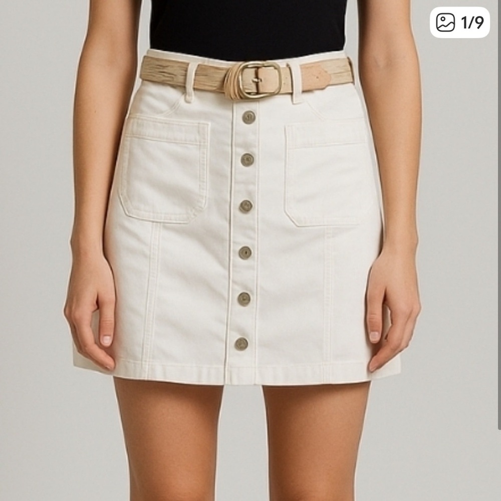 Madewell White Denim A-Line Skirt